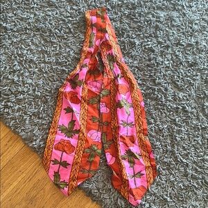 Scarves by Vera Neumann Vintage Floral Red Pink Green All Silk Neck Scarf